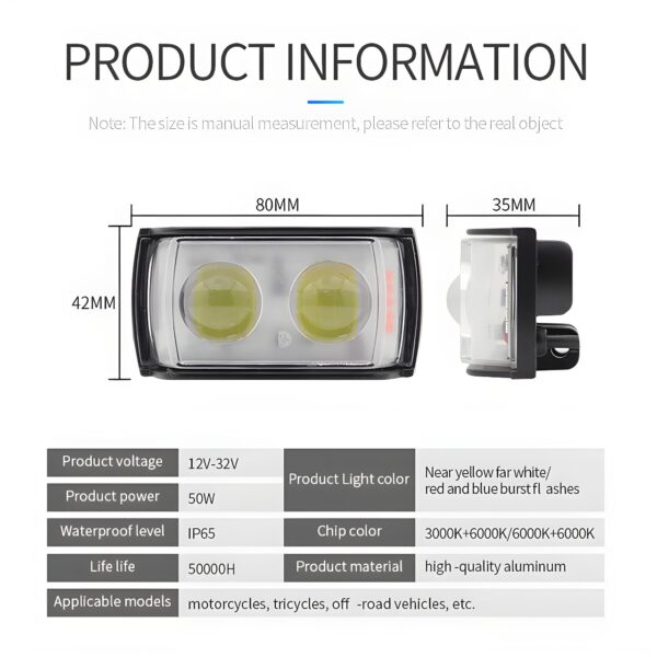 Dual Lens LED Bike Light 4 color dolphin projector spot light for bike cars and jeeps - Image 3