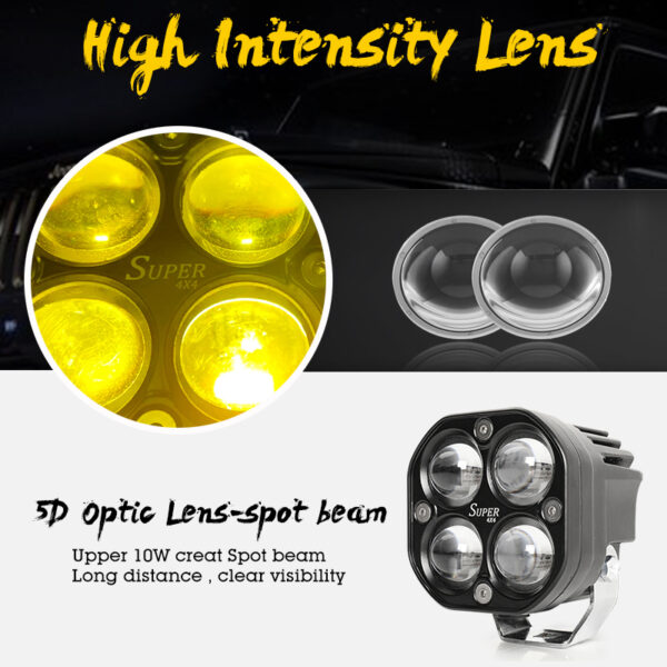 3-Inch 40W Dual-Color 5D Projector LED Cube Light – Off-Road Spot Beam Auxiliary Lamp for 4x4, Bumpers, and Backup Use - Image 7