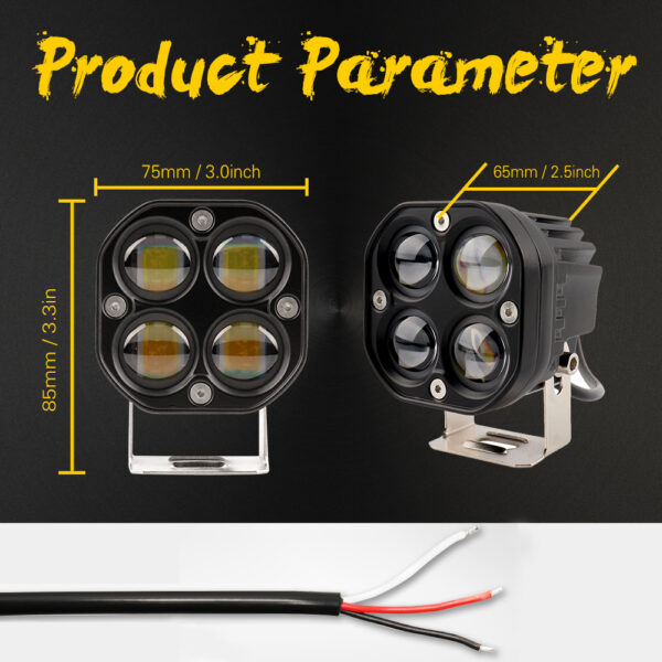 3-Inch 40W Dual-Color 5D Projector LED Cube Light – Off-Road Spot Beam Auxiliary Lamp for 4x4, Bumpers, and Backup Use - Image 3